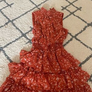 Floral Sleeveless Kids Dress - Red